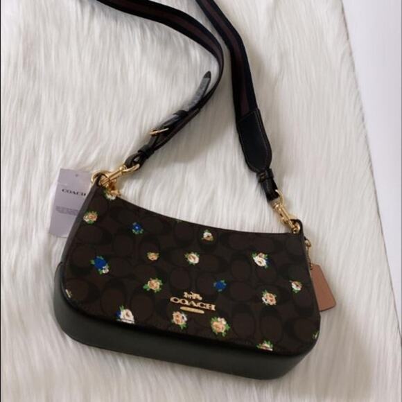 New Coach Jes Baguette In Signature Canvas With Vintage Mini Rose - Picture 9 of 11